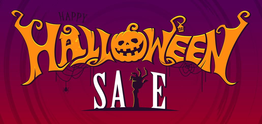 bannière de texte de vente Halloween vecteur