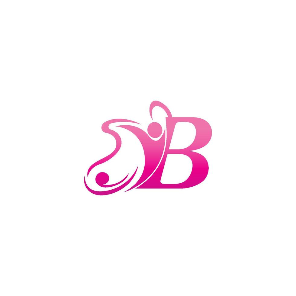lettre b papillon et succès illustration de conception de logo icône humaine vecteur