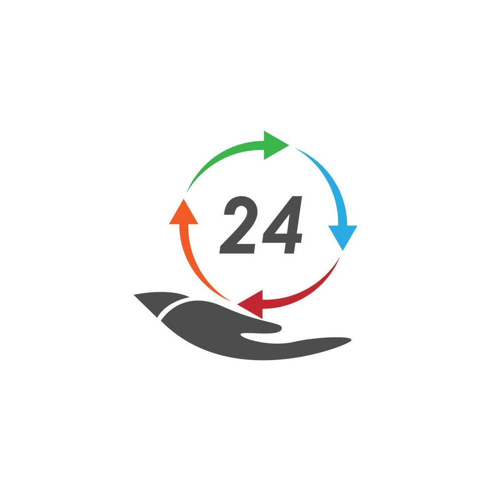 Conception d'illustration vectorielle logo icône 24 heures sur 24 vecteur