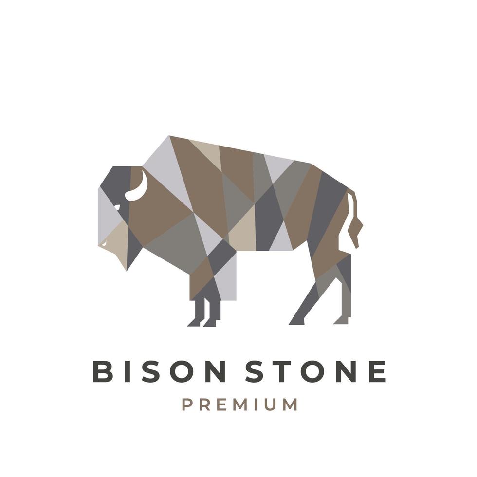 logo d'illustration géométrique en pierre de bison vecteur