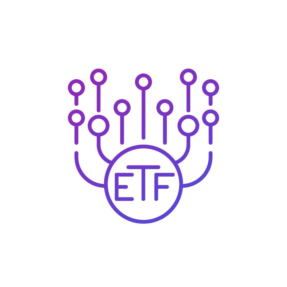 ETF, icône de ligne de fonds négociés en bourse vecteur