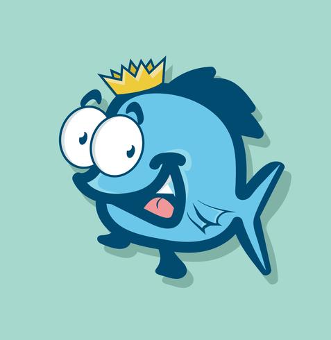 caricature de poisson roi vecteur