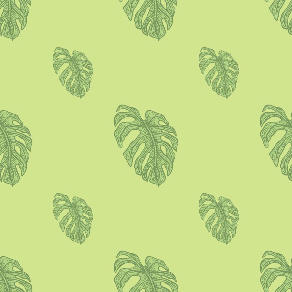 modèle sans couture de feuille de monstera. branche tropicale vintage dans le style de gravure. vecteur