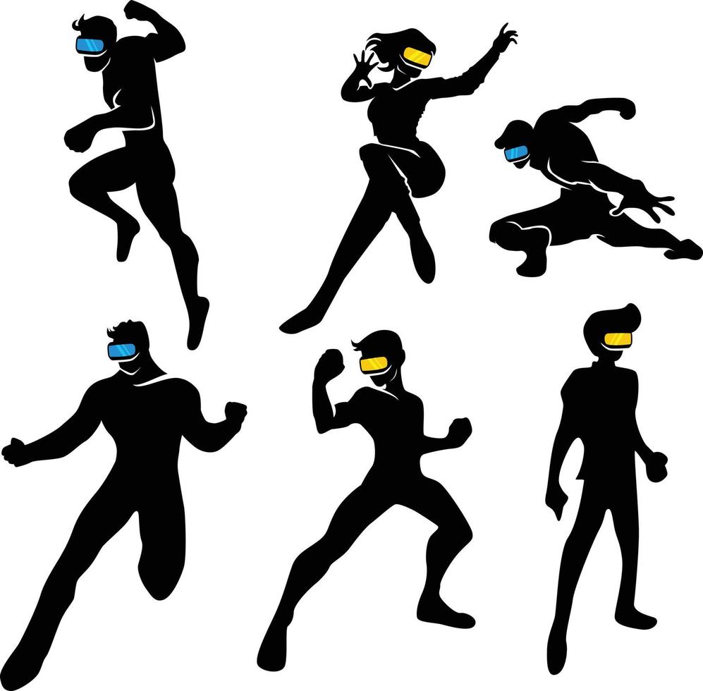silhouette de personnes jouant à un jeu de combat vecteur