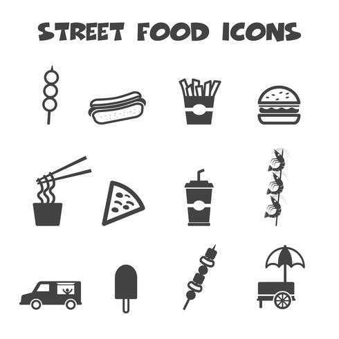 icônes de nourriture de rue vecteur