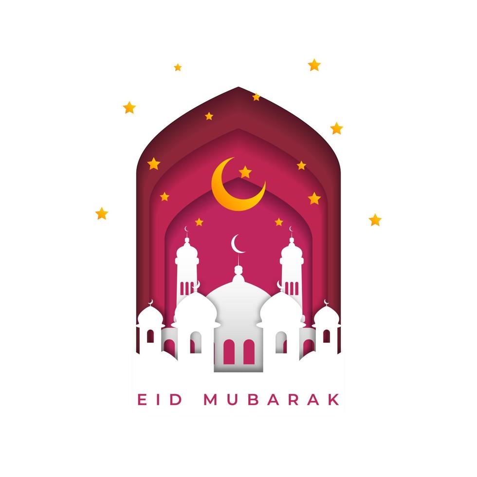 modèle de carte de voeux eid mubarak vecteur premium