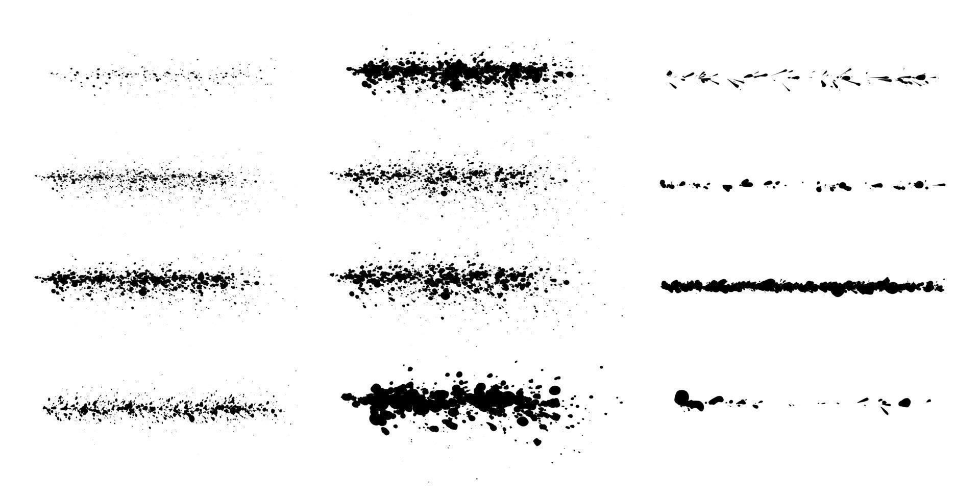 coups de pinceau d'encre, pinceaux, lignes. ensemble de pinceaux vectoriels. vecteur