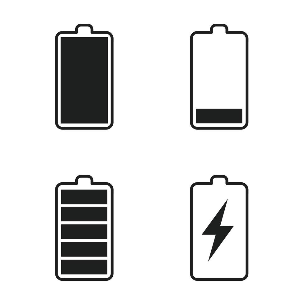 jeu d'icônes vectorielles simples de batterie. illustration isolée sur fond blanc pour les graphiques et la conception web vecteur