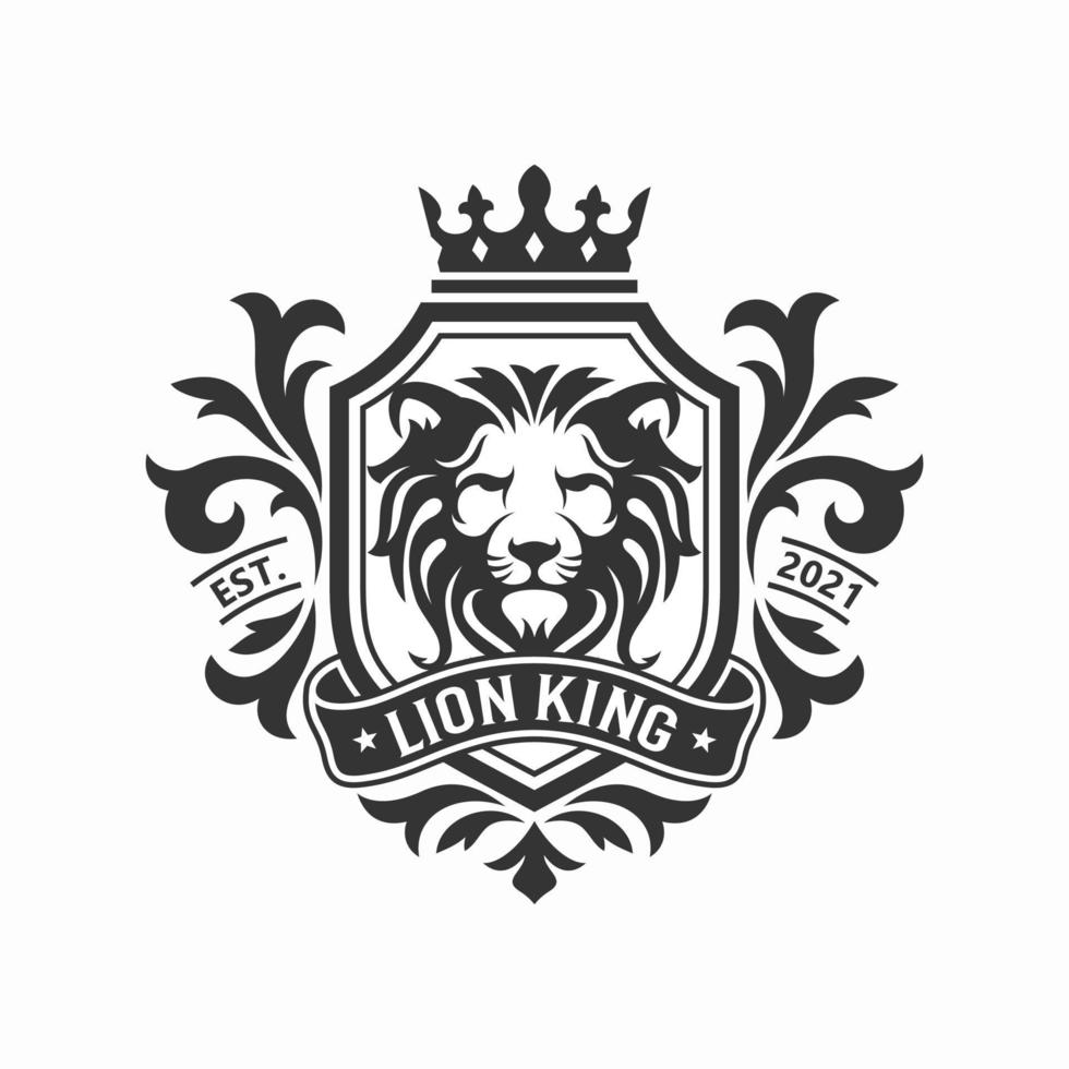 inspiration de conception de logo roi lion royal doré de luxe vecteur