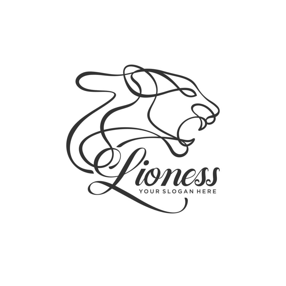 lionne lineart logo modèle illustration vectorielle vecteur