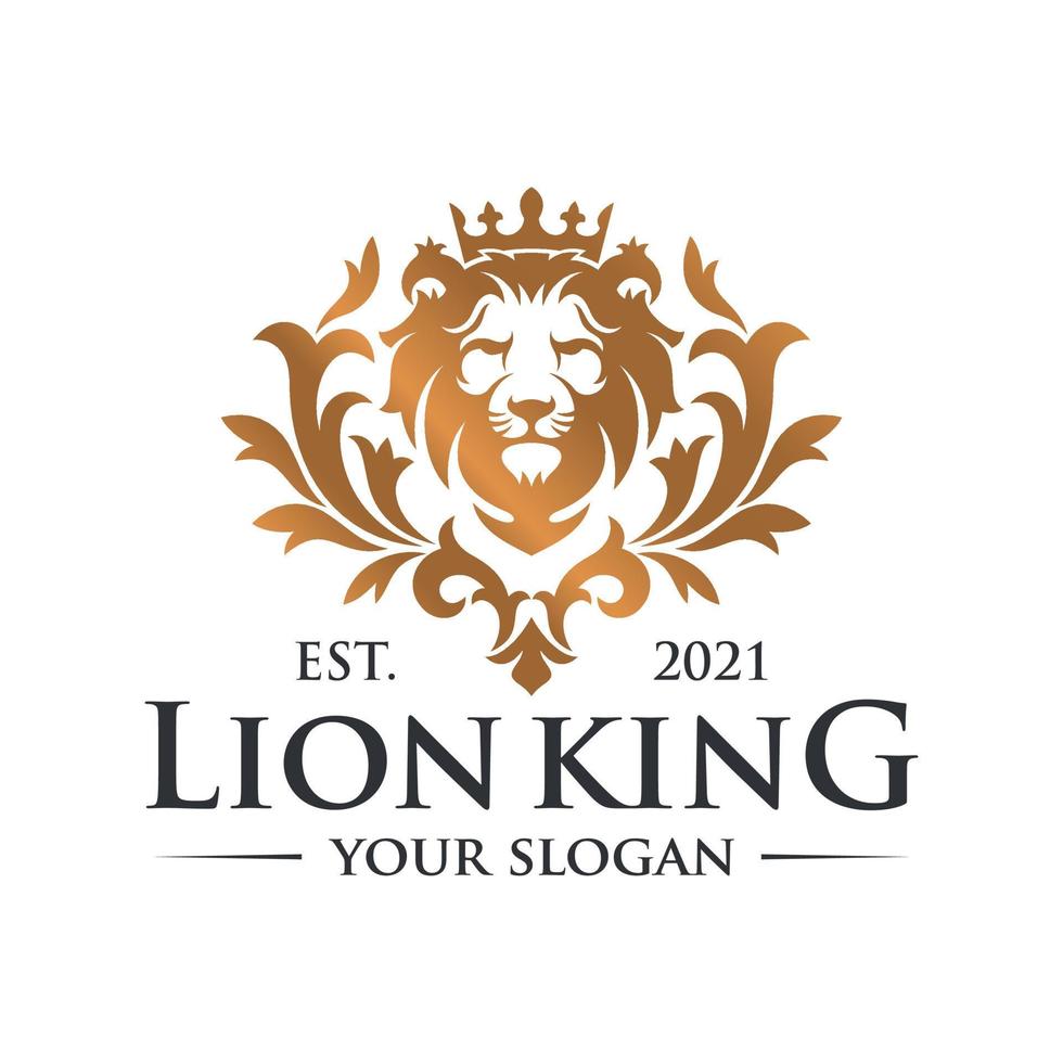 inspiration de conception de logo roi lion royal doré de luxe vecteur