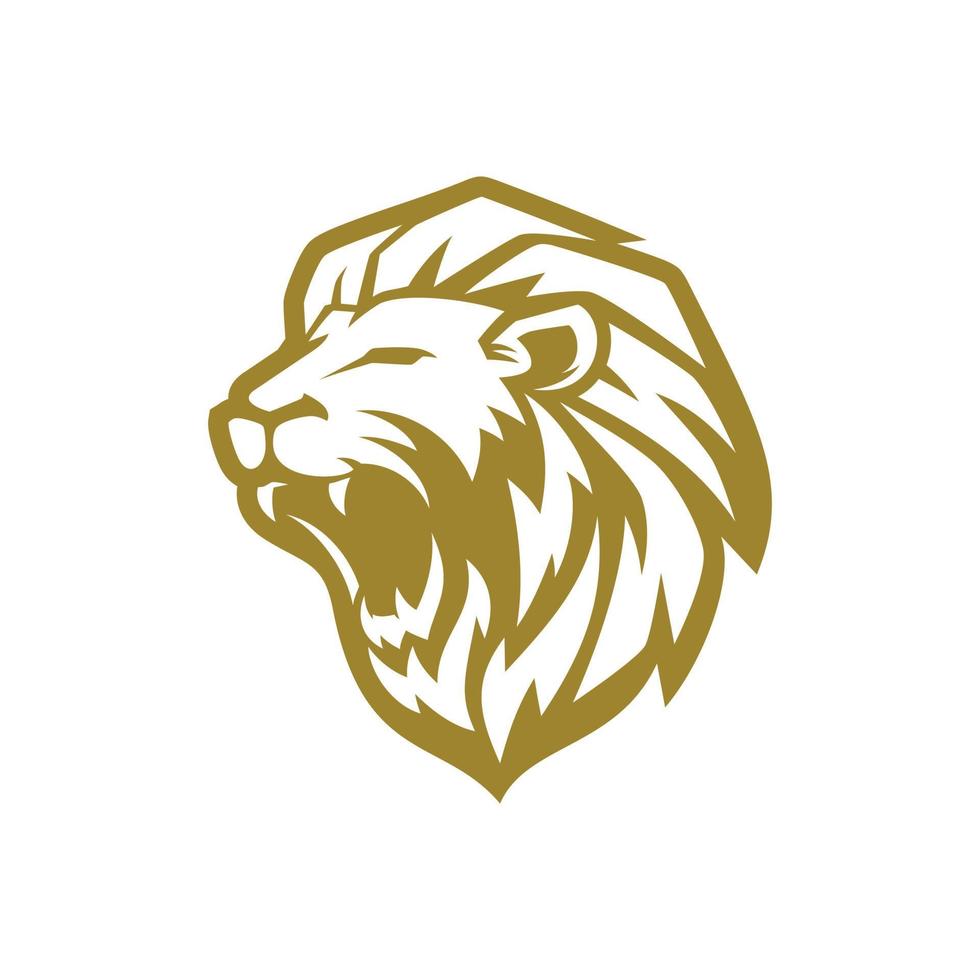 création de modèle de logo de lion rugissant vecteur