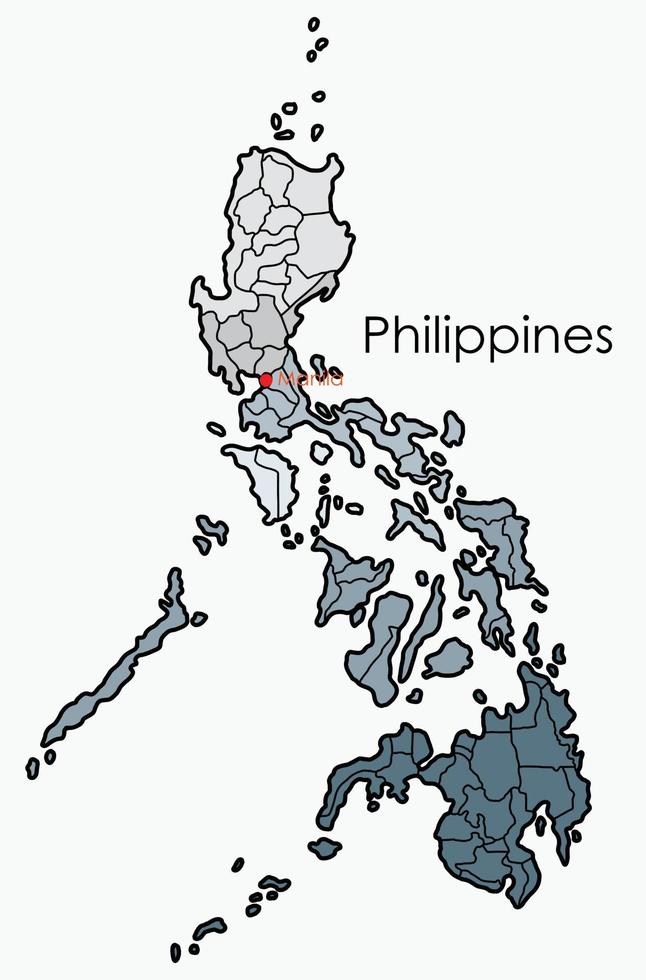 doodle carte de dessin à main levée des philippines. vecteur