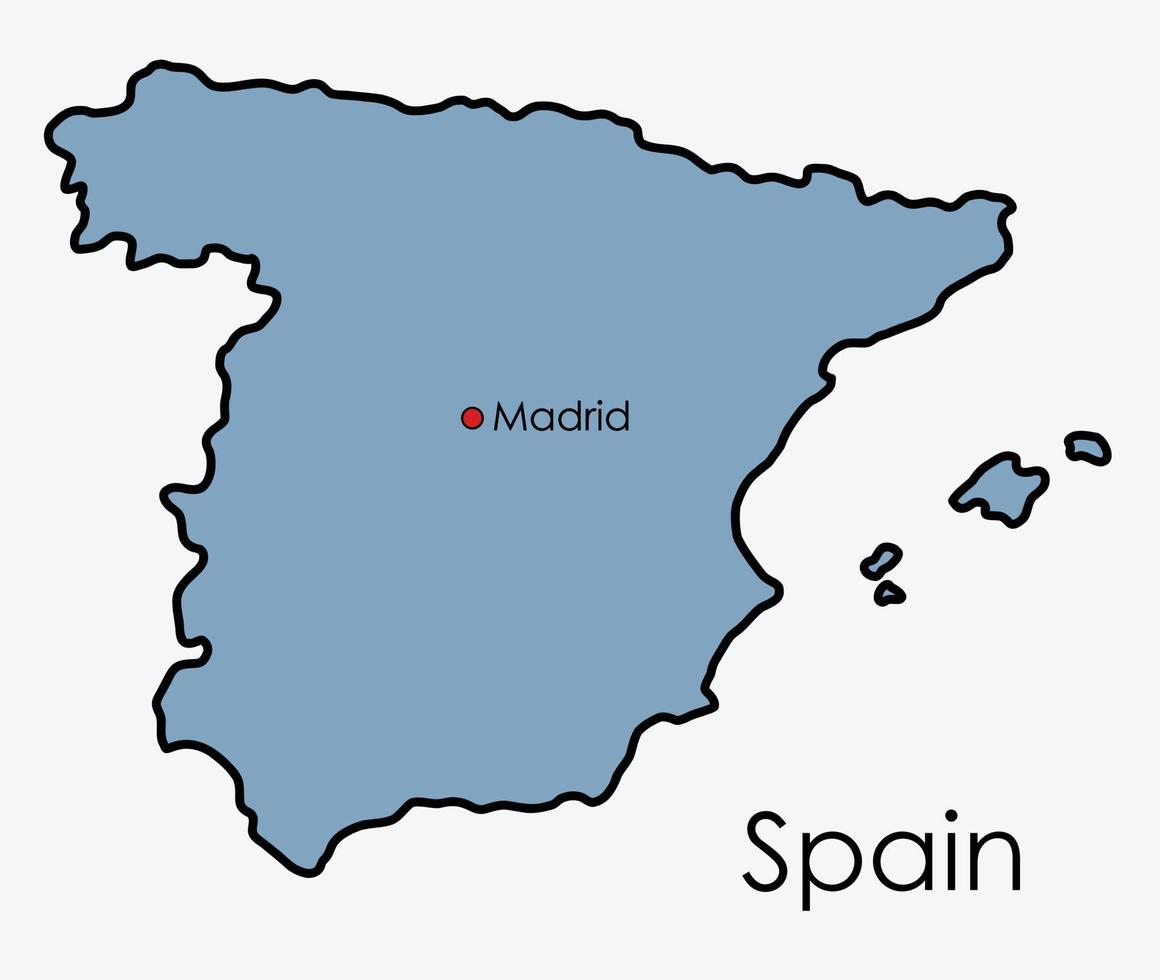 carte d'espagne dessin à main levée sur fond blanc. vecteur