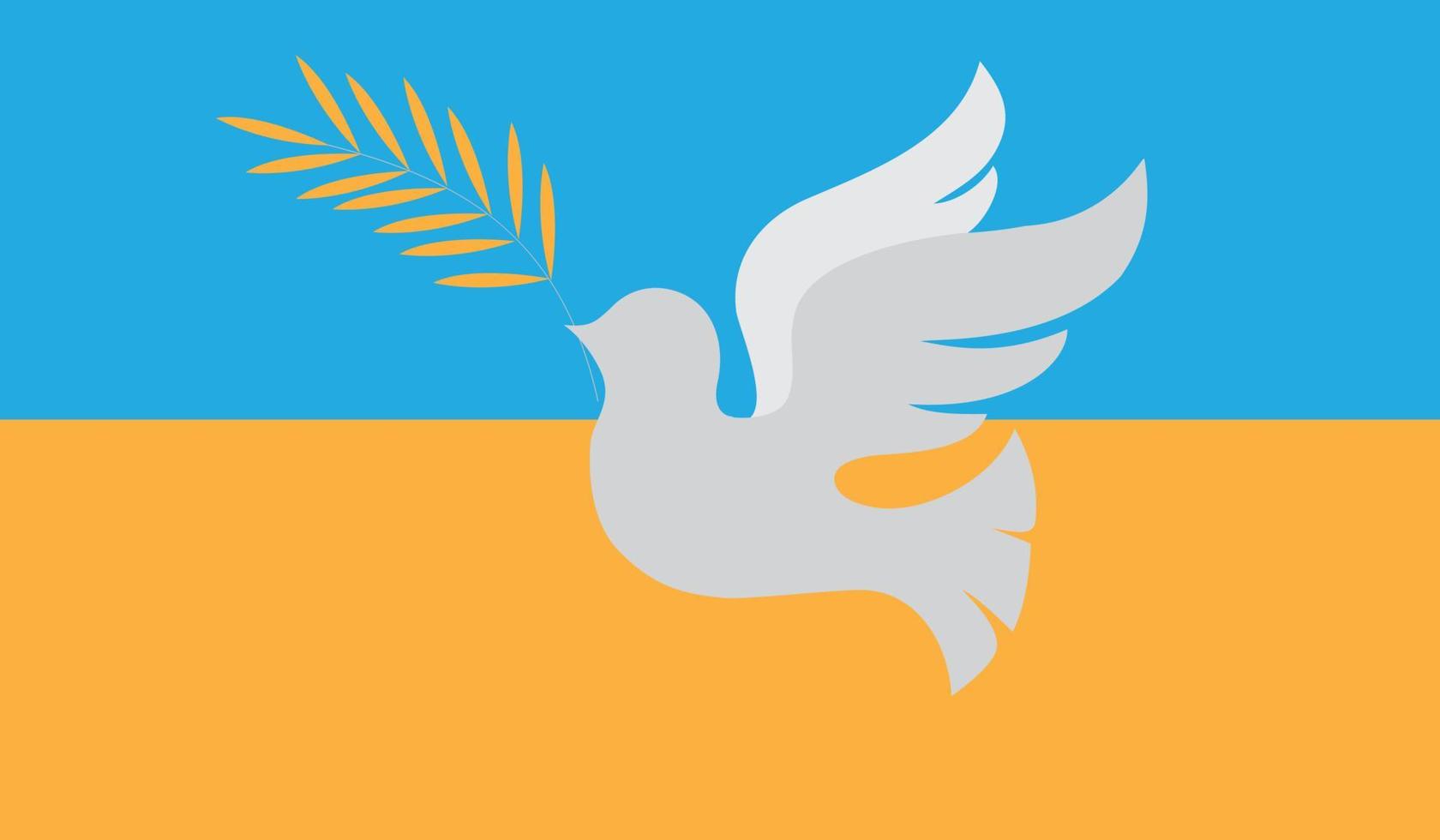 la colombe est un symbole de paix en ukraine, signe de la fin de la guerre. drapeau d'état bleu et jaune vecteur