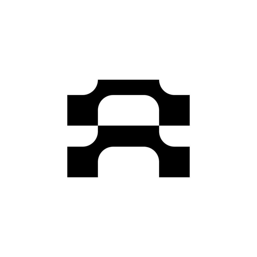 lettre a création de logo tech abstrait moderne noir vecteur