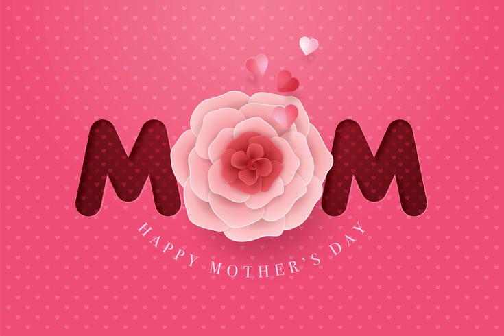 Carte de fête des mères en papier fleur fête des mères vecteur
