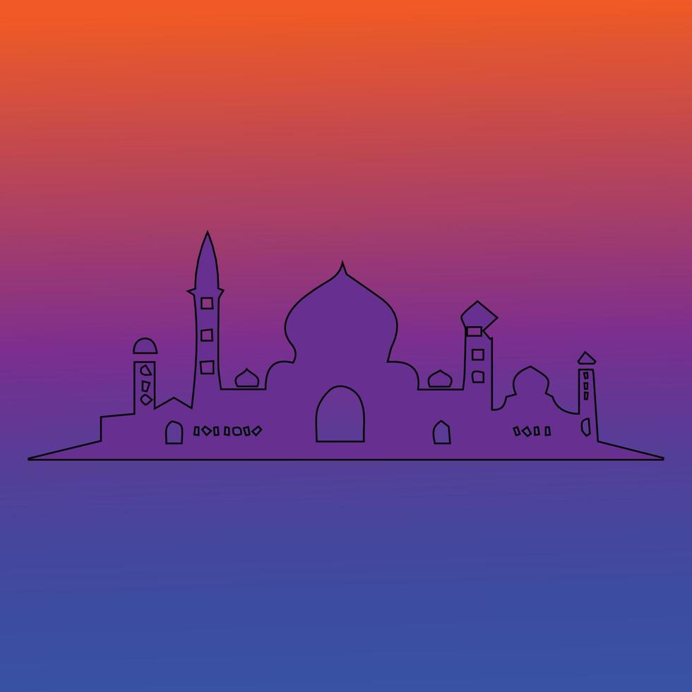 illustration de la mosquée avec fond dégradé bleu vecteur