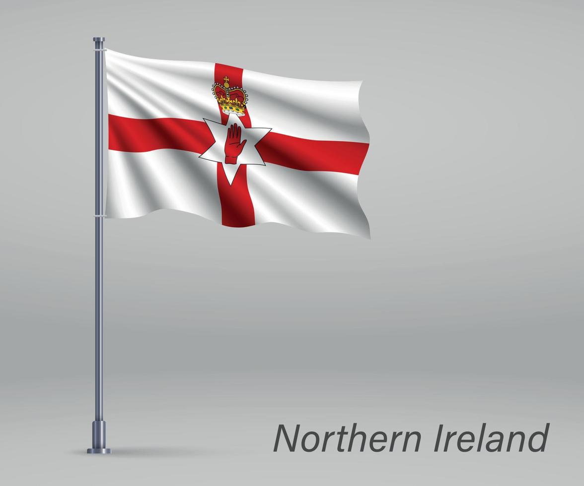 agitant le drapeau de l'irlande du nord - territoire du royaume-uni vecteur