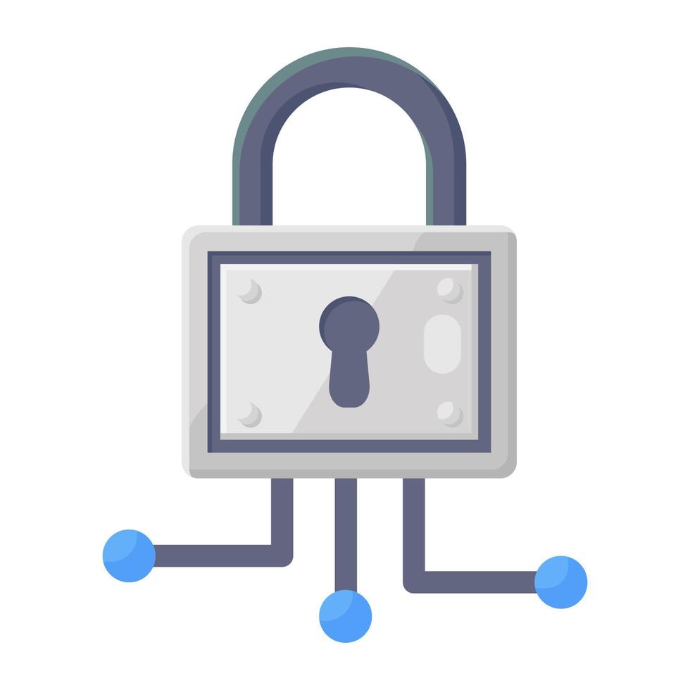 icône plate de serrure avec nœuds, icône de serrure numérique vecteur