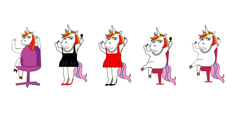 Licorne féminine de bande dessinée vecteur