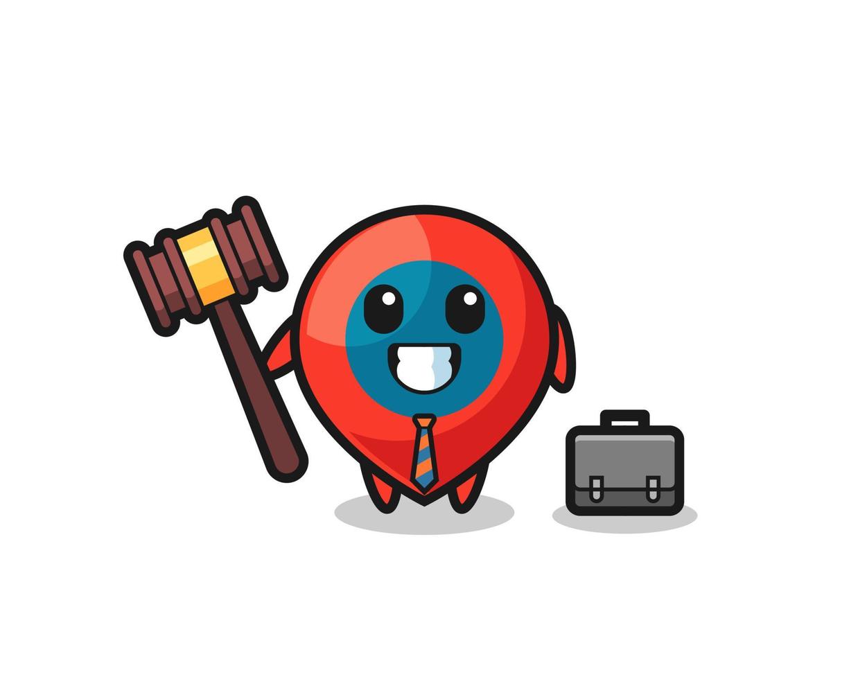 illustration de la mascotte du symbole de localisation en tant qu'avocat vecteur