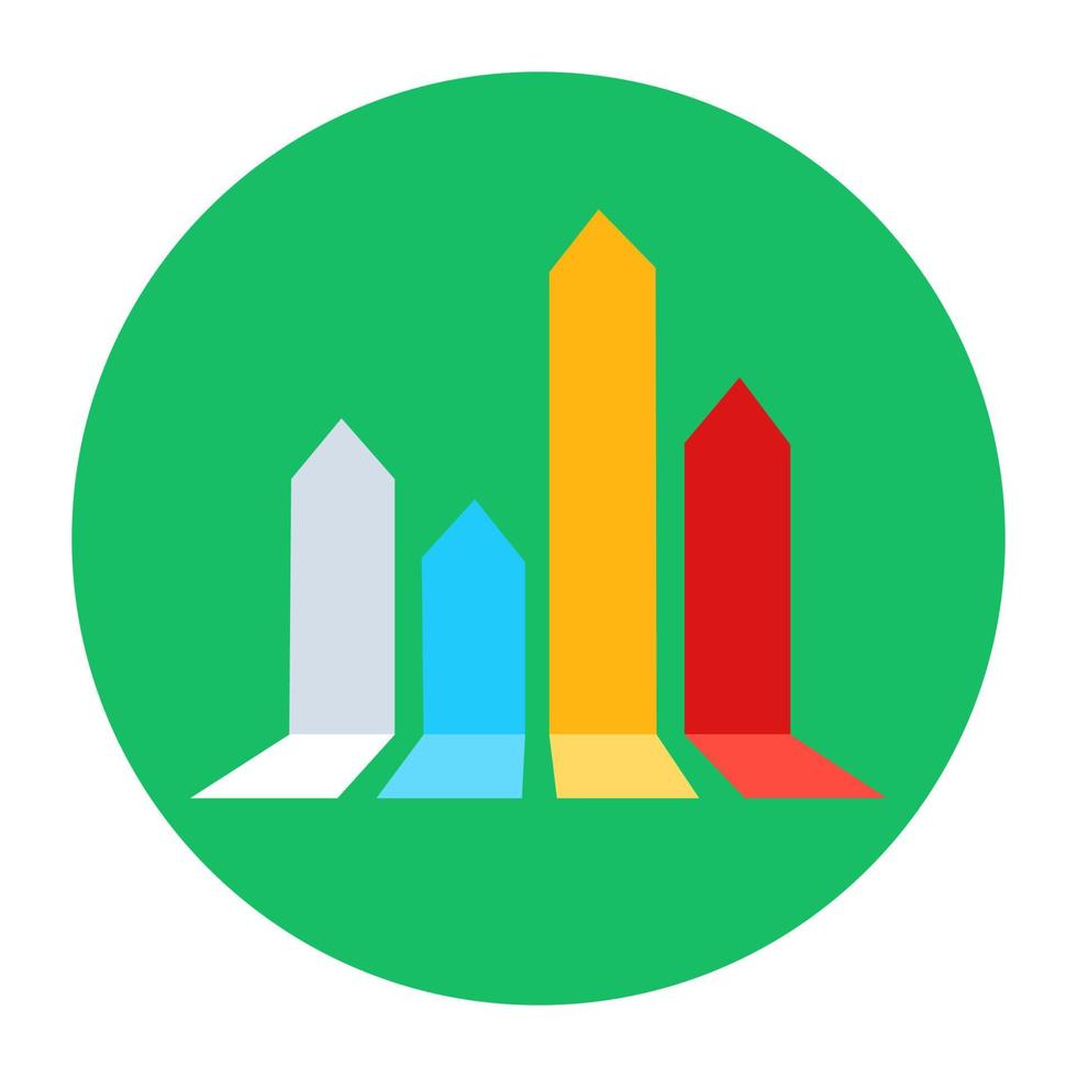 analyse de données, icône plate arrondie du graphique statistique vecteur