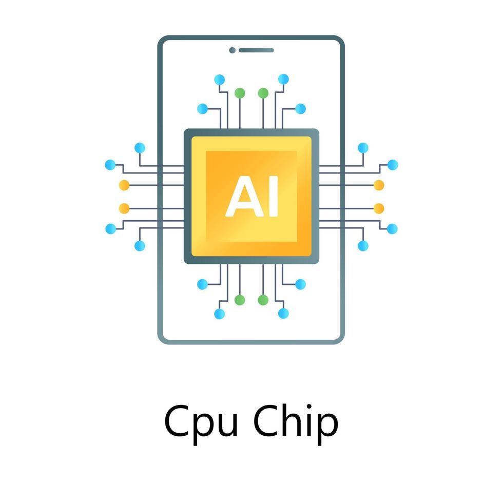 vecteur de puce d'intelligence artificielle dans un style dégradé plat