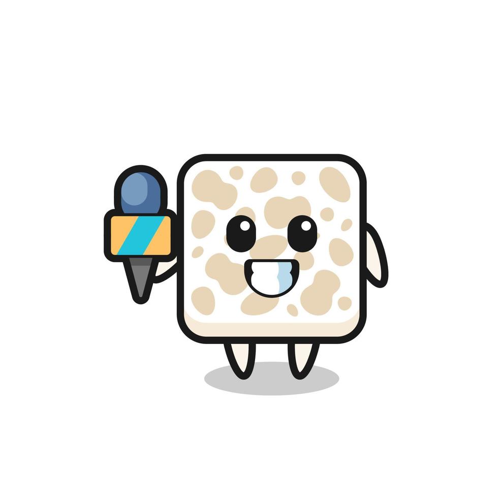 personnage mascotte de tempeh en tant que journaliste vecteur