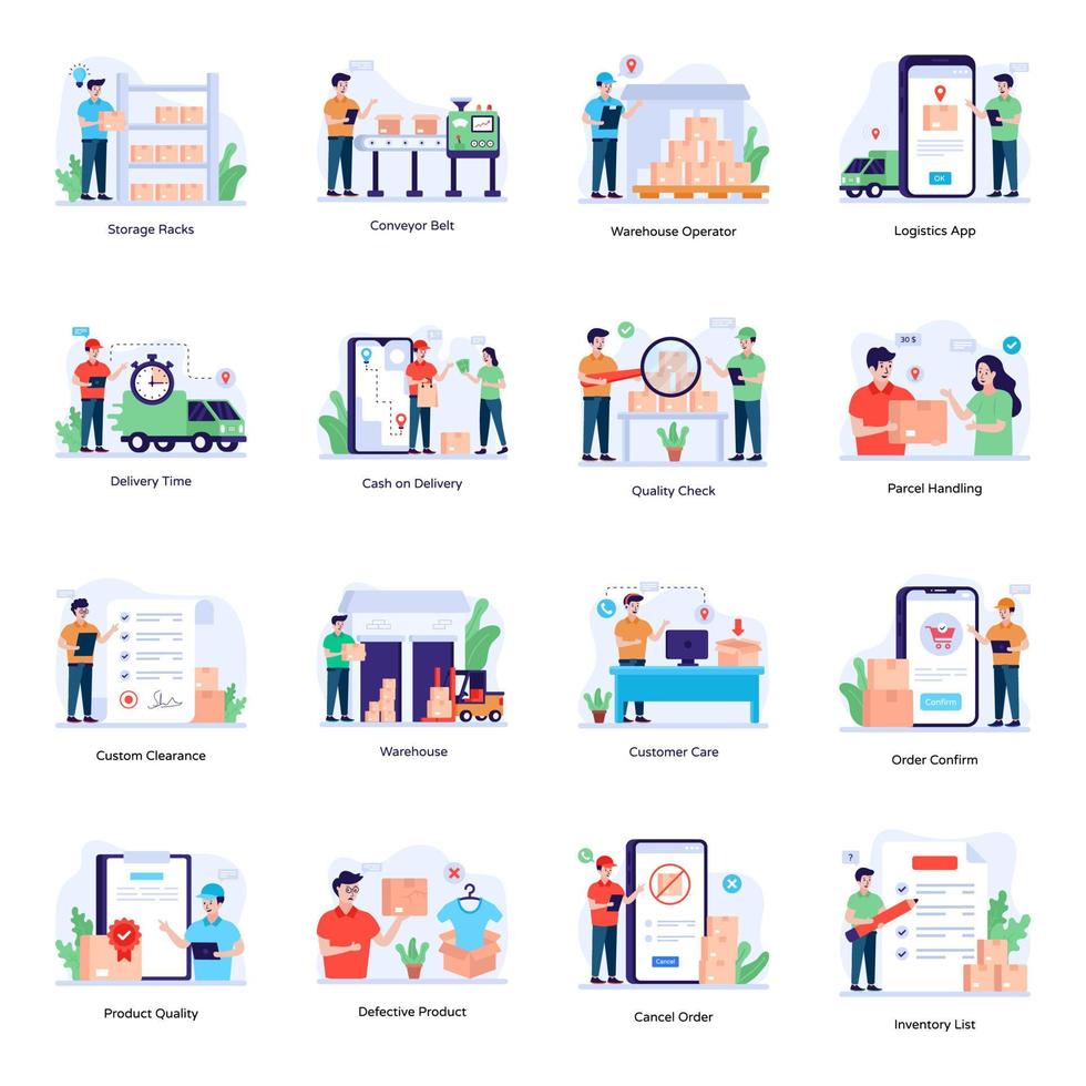 avatars illustratifs plats des services de fret vecteur