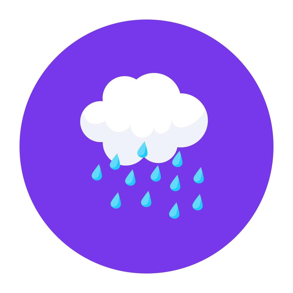 style plat de pluie, nuage pleuvant icône dans un style branché vecteur