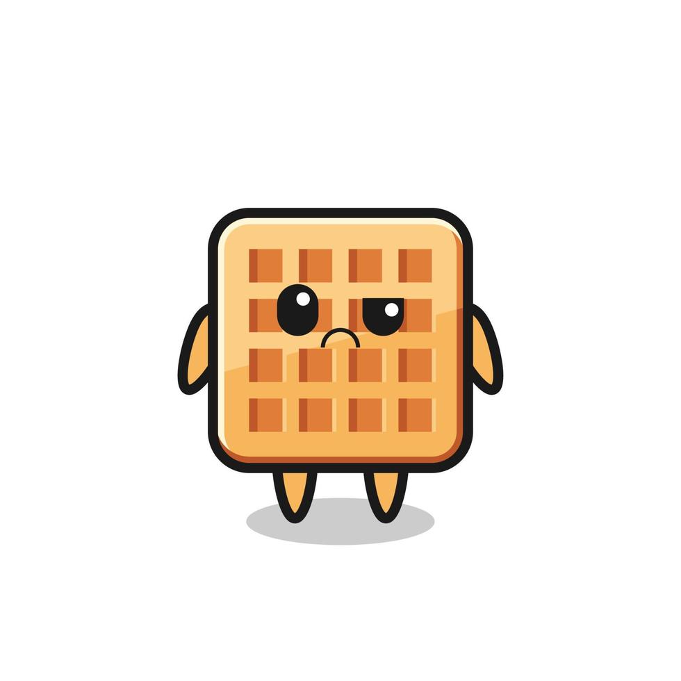 la mascotte de la gaufre au visage sceptique vecteur