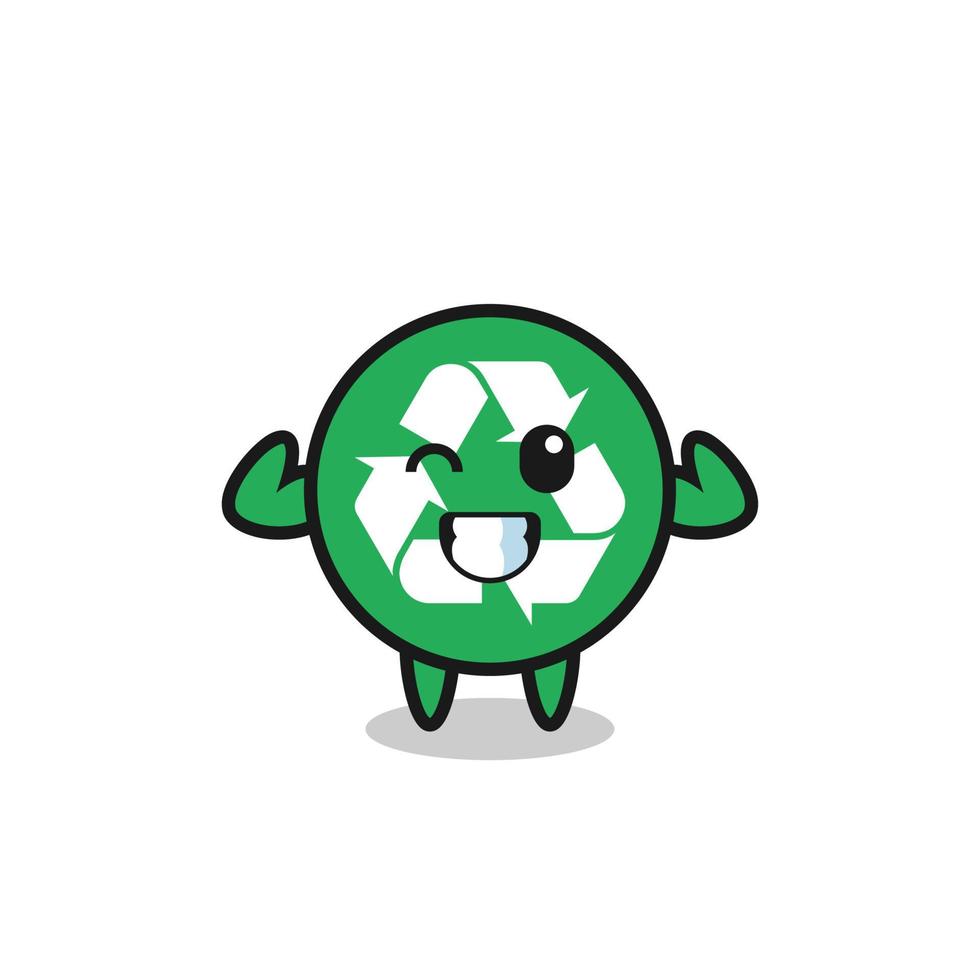 le personnage de recyclage musculaire pose en montrant ses muscles vecteur
