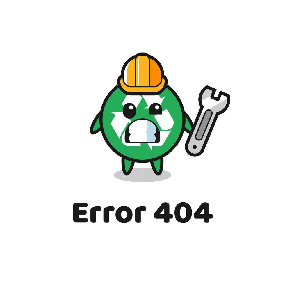 erreur 404 avec la jolie mascotte du recyclage vecteur