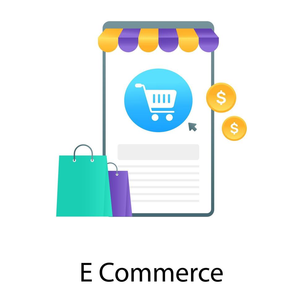 application mobile, vecteur de gradient plat de conception de commerce électronique