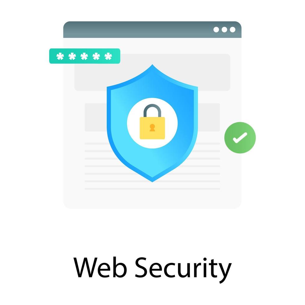 vecteur de gradient de sécurité web, connexion à la page web avec bouclier de sécurité