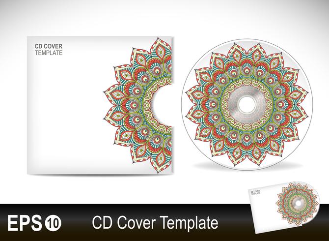 Modèle de conception de couverture de CD en style ethnique vecteur