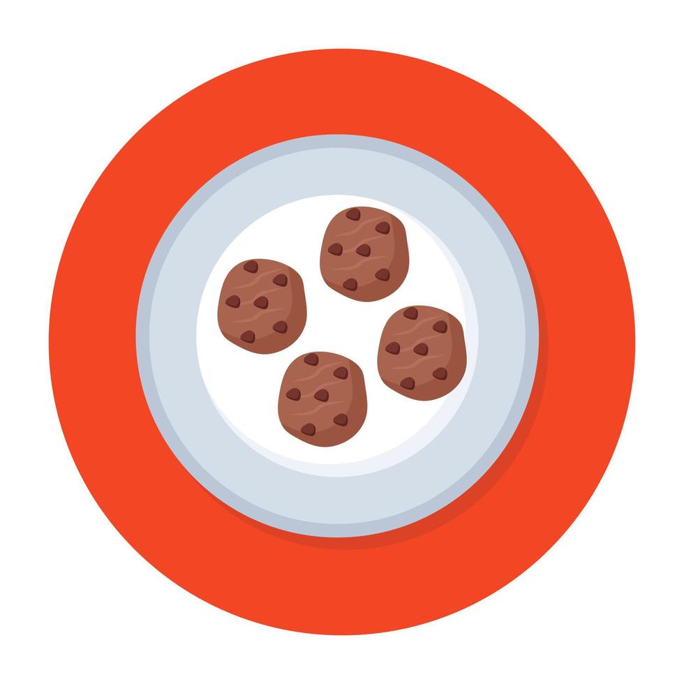 biscuits sucrés icône du design arrondi plat vecteur