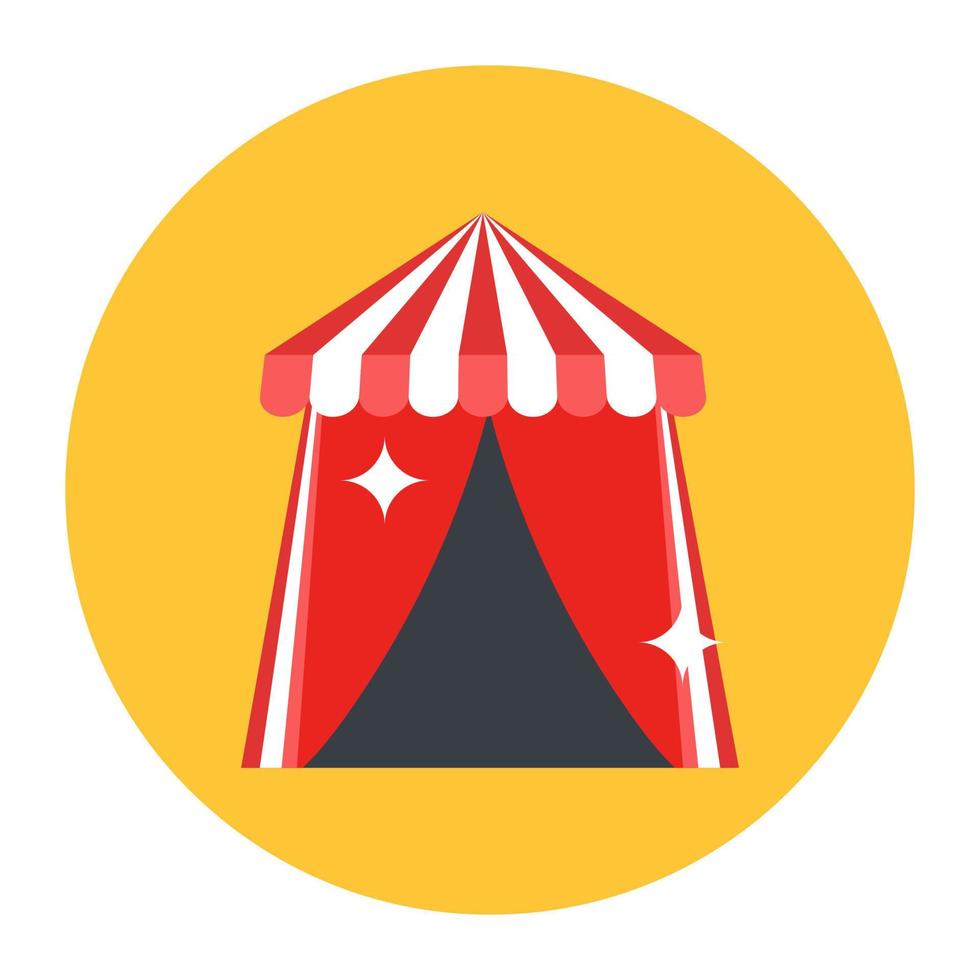 icône de tente de cirque au design plat, vecteur de carnaval
