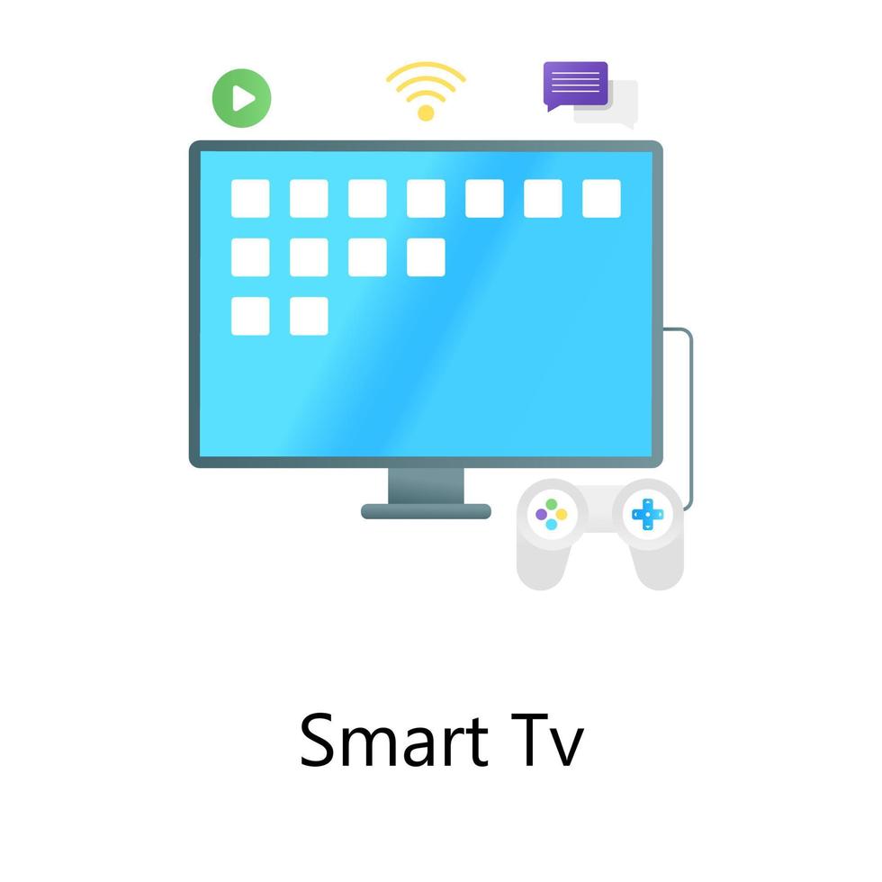 vecteur de concept de gradient plat smart tv, réseau câblé numérique,