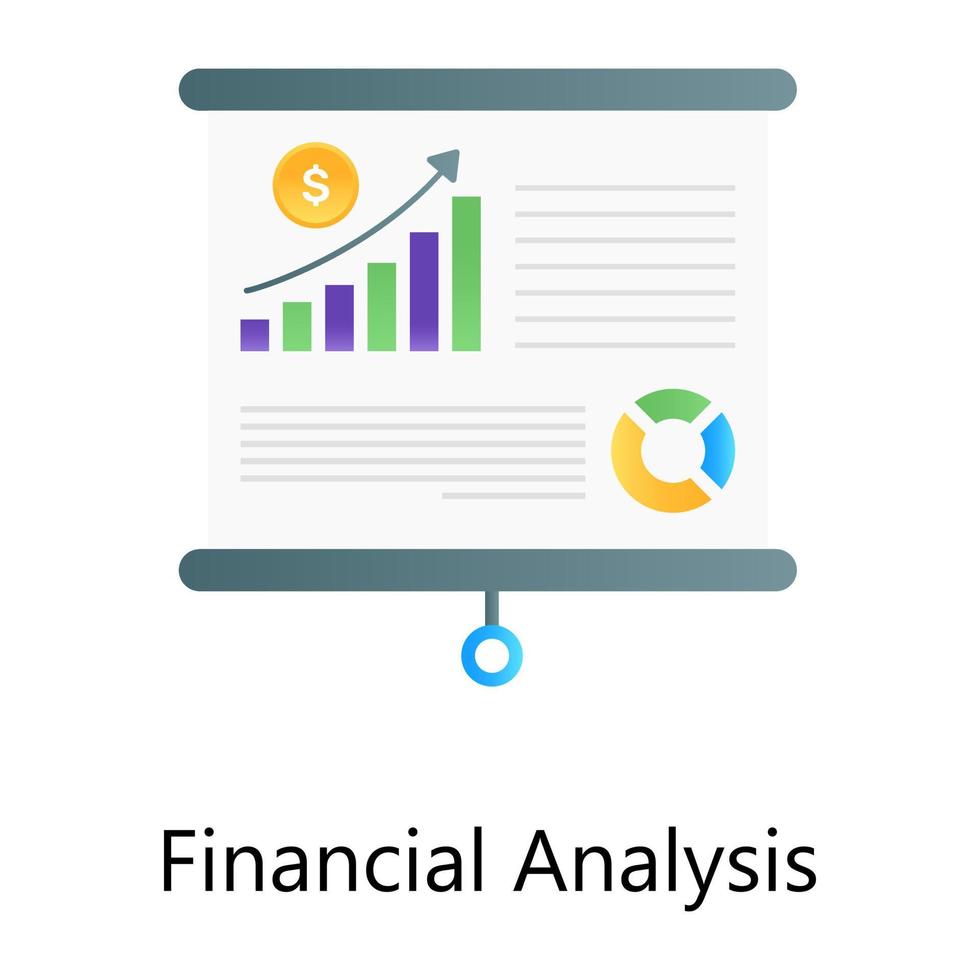 graphique de données avec dollar illustrant l'icône de gradient d'analyse financière vecteur