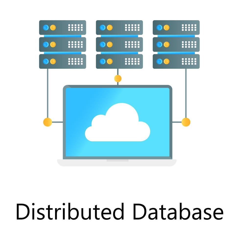 réseau distribué, serveurs connectés au cloud vecteur