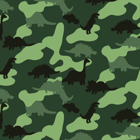 Motif de dinosaure camouflage vert dessiné à la main vecteur