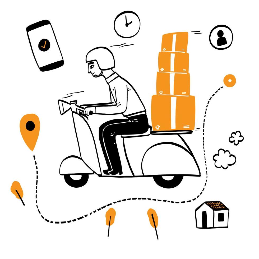 concept de service de livraison en ligne, suivi des commandes en ligne, livraison à domicile et au bureau vecteur