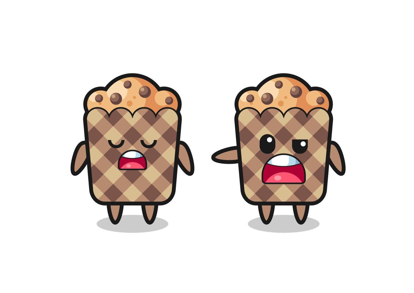 illustration de la dispute entre deux mignons personnages de muffins vecteur