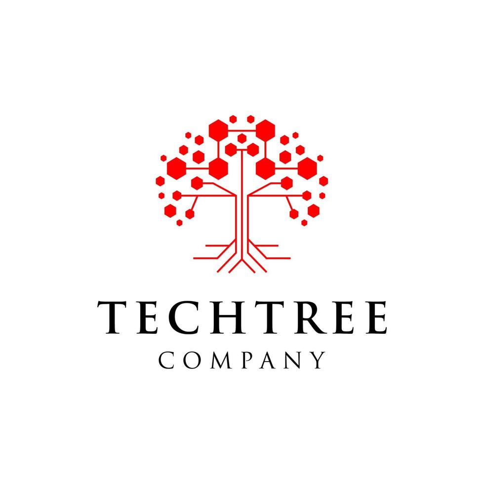 icône de vecteur de conception de logo numérique arbre technologique