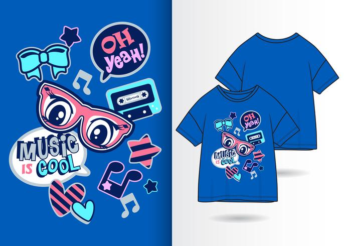 La musique est cool dessiné à la main T-shirt Design vecteur