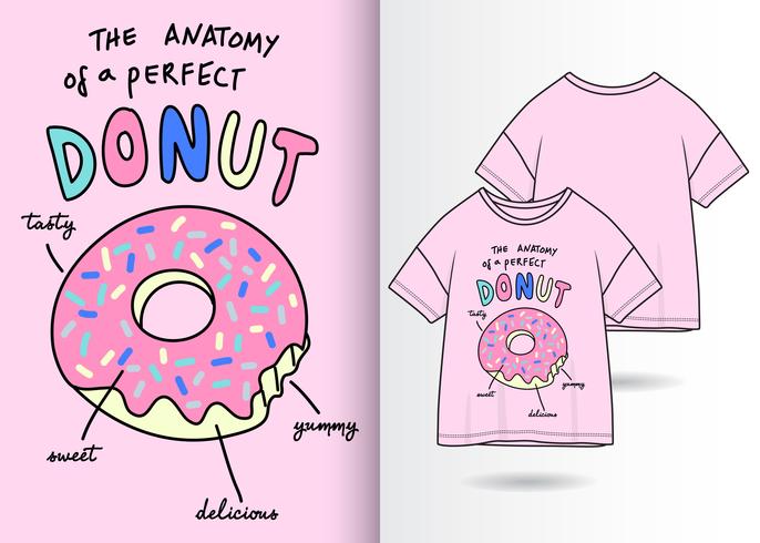 Donut anatomie dessiné à la main T Shirt Design vecteur