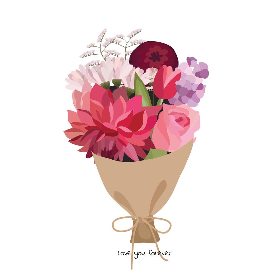 beau bouquet de fleurs de jardin. décoration florale pour cadeau. illustration vectorielle. vecteur