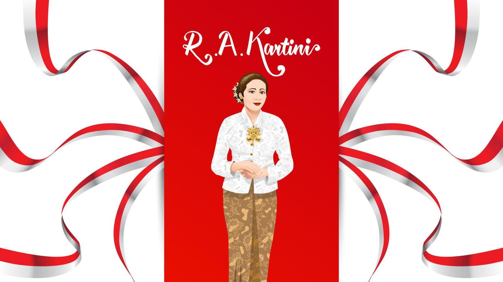 jour kartini, ra kartini les héros des femmes et des droits de l'homme en indonésie. fond de conception de modèle de bannière - vecteur